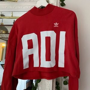 Red Adidas Cropped Sweater!!!